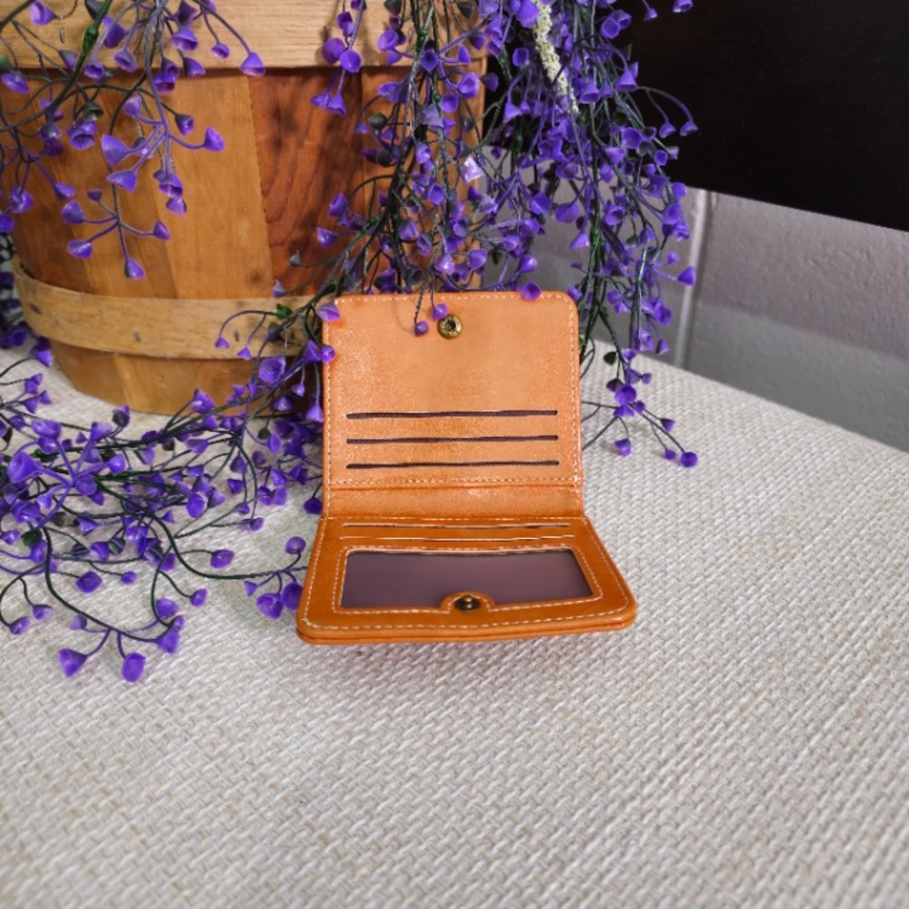 Gothic Cross Stud Bifold Snap Wallet | Rust Orange | 4x4in - Picture 3 of 8